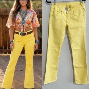 $240 NWT True Religion Disco Billy Crystal Button Slim Bootcut Jeans Denim